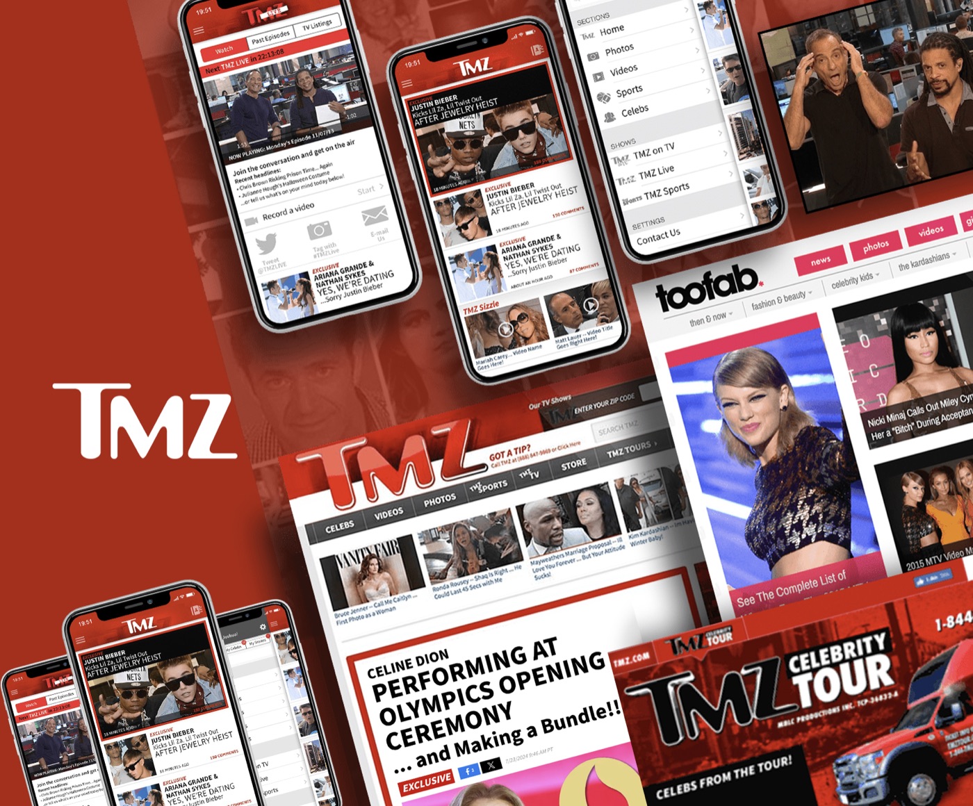 TMZ digital products: mobile apps, site redesign, Toofab, and tour creative